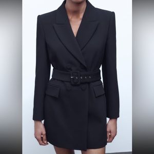 NWT Long Black Belted Blazer